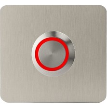 Lockway Z-401K Paslanmaz 304 Kare Zil Butonu 52X52MM Kırmızı LED