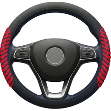 Mega Oto Market 38 cm Universal Direksiyon Kılıfı Siyah Kırmızı – Kaymaz, Terletmez, Dayanıklı Tasarım