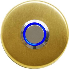 Lockway Z-101GM Paslanmaz Zil Butonu - Altın Renk Mavi LED