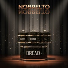 Nobrelto Metal Ekmek Kutusu ve 3'lü Mutfak Saklama Kapları Seti - Karbon Çelik Vintage Ekmek Saklama Kabı (BS28)