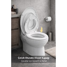 Visam Çocuk Oturaklı Klozet Kapağı Beyaz - Yavaş Kapanan Termoplast Malzeme ile Üstten Sıkma