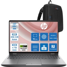 Hp Zbook Fury 16 G1I Intel Ultra 7 265HX Ddr5 256GB 4tb SSD 16GB/RTXPRO4000 Blackwell 16" Wuxga IPS 400NIT Wi-Fi7+Bt 5.4 Windows 11 Pro Aı Iş Istasyonu C65H8ESP66 + Zettaçanta