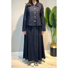 Lale Butik Kot Ceket Çan Etek Takım 7478 Lacivert