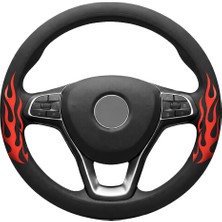 Mega Oto Market 38 cm Universal Direksiyon Kılıfı Siyah Kırmızı – Kaymaz, Terletmez, Dayanıklı Tasarım