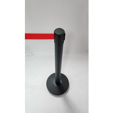 Siyah / Black Şerit Bariyer 3mt Şeritli, Şerit Rengi Kırmızı, Paraşüt Kumaşı, Paslanmaz Çelik