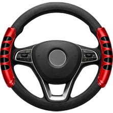 Mega Oto Market 38 cm Universal Direksiyon Kılıfı Siyah Kırmızı – Kaymaz, Terletmez, Dayanıklı Tasarım