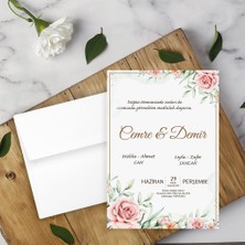 Seyhan Davetiye Beyaz Zarflı Davetiye Düğün - Nişan - Kına - Nikah (250ADET)