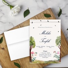 Seyhan Davetiye Beyaz Zarflı Davetiye Düğün - Nişan - Kına - Nikah (250ADET)