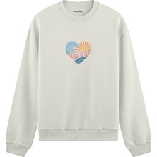 The Lucid Lab Here Comes The Sun Oversize Sweatshirt - Beyaz