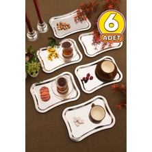 Aksesuar Evreni Naldo Kahve Sunum Tepsisi Gümüş - Paslanmaz Italyan Model 6 Lı Set