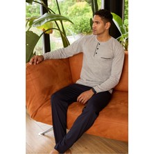 Kly Erkek Midi Yaka Pijama Takımı Konforlu Uyku