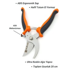 Normadia 20 cm Profesyonel Budama Makası, Paslanmaz Çelik, Ergonomik Turuncu Siyah