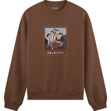 The Lucid Lab Friends Silüetli Oversize Sweatshirt - Kahverengi