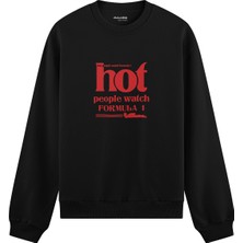 The Lucid Lab Hot People Watch Formula 1 Oversize Sweatshirt - Siyah
