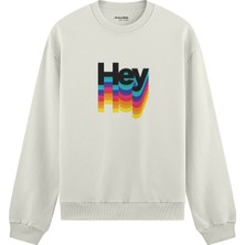 The Lucid Lab Hey Oversize Sweatshirt - Beyaz