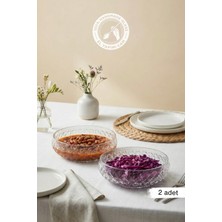 Glamis Selen Concept Kafes Model El Yapımı Büyük Boy Cam Salata Kasesi 2 'li Set