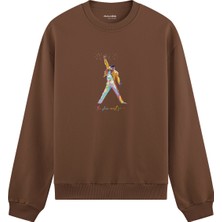 The Lucid Lab Freddie Mercury  Oversize Sweatshirt - Kahverengi