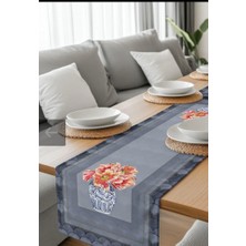 HM Polisaj Saray Vazosu ve Çiçekleri Dijital Baskılı Runner Kumaş 40*140CM