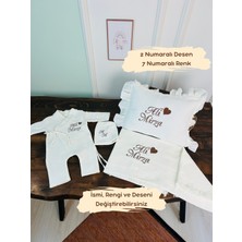 Karsu Tasarım Isimli Yenidoğan Hastane Çıkışı ve Yastık Kılıfı Nakış Işlemeli (%100 Pamuk Müslin )