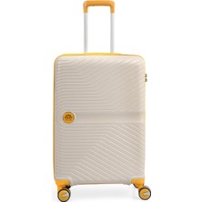 Piel Lino Pıel Lıno Kabin Boy Polipropilen Valiz PL015239-S Beyaz-Sarı