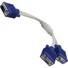 kzy mobilyal Powermaster PM-1557 1x VGA Erkek To 2x VGA Dişi 30 CM ABS Plastik Çevirici Kablo