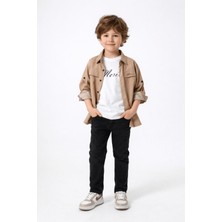 Turuncu Gardrop 6-10 Yaş Mrx Kolları Katlamalı Gömlek Tişört Kot Erkek Çocuk Takım Camel