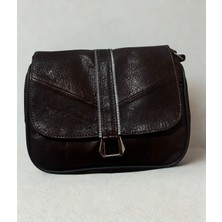 Hakiki Deri Siyah Tokalı Fermuarlı Omuz Çantası