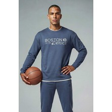 DeFacto NBA Boston Celtics Boxy Fit Bisiklet Yaka Skuba Dalgıç Kumaş Sweatshirt F6975AX26SP