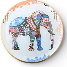 Sudedi Home Fil Desenli Gerçek Altın Yaldızlı 26 Cm Servis Tabağı