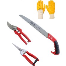 Normadia Bahçe Bağ Budama Makası ve Ağaç Dal Kesme Testeresi Seti, Eldivenli