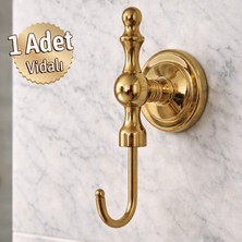 Badem10 Istanbul (Premium) Gold Tekli Askılık Banyo Lavabo Mutfak Lüks Altın Renk Tekli Vidalı Askılık