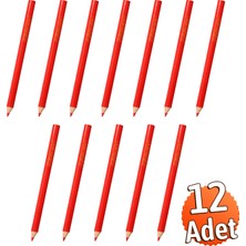 Toolux (12 Adet) Kırmızı Marangoz Kurşun Kalem Inşaat Hobi Atölye Fayans Işaretleme Ölçüm Kırmızı Kalemi