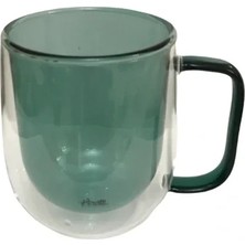 Indispensablely Çift Cidarlı Cam Kupa Yeşil Renk