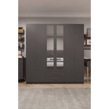 Asra Trend Lüks 6 Kapaklı Çekmeceli Gardırop %100 MDF Askılı Aynalı Düzenleyici Elbise Dolabı G-05
