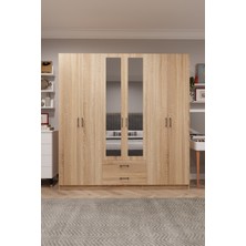 Asra Trend Lüks 6 Kapaklı Çekmeceli Gardırop %100 MDF Askılı Aynalı Düzenleyici Elbise Dolabı G-05