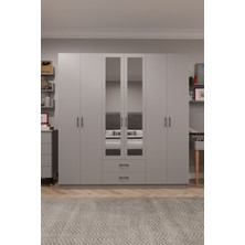 Asra Trend Lüks 6 Kapaklı Çekmeceli Gardırop %100 MDF Askılı Aynalı Düzenleyici Elbise Dolabı G-05