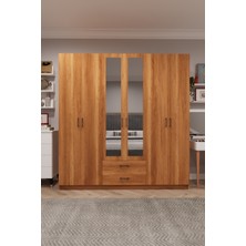 Asra Trend Lüks 6 Kapaklı Çekmeceli Gardırop %100 MDF Askılı Aynalı Düzenleyici Elbise Dolabı G-05