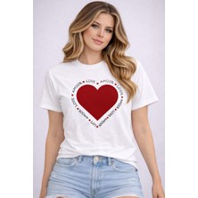 herkesemoda Amour Love Baskı Detaylı Basic T-Shirt