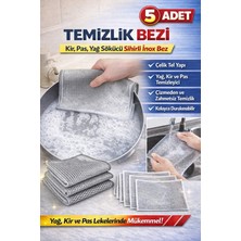 Manosta ( 5 Adet )  Paslanmaz Telli Bulaşık Temizlik Bezi. Kir, Pas , Yağ Sökücü Sihirli Inox Bez