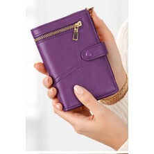 Sannora Bags Kadın Siyah Fermuarlı Cüzdan – Çok Kartlıklı, Para Bölmeli, Şık ve Kullanışlı Orta Cüzdan