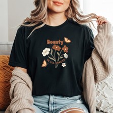 herkesemoda Beauty Baskı Detaylı Basic T-Shirt