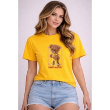 herkesemoda Kungfu Master Baskı Detaylı Basic T-Shirt