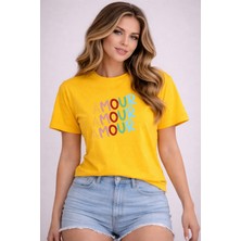 herkesemoda Amour Baskı Detaylı Basic T-Shirt