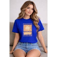 herkesemoda Coastal Vibes Baskı Detaylı Basic T-Shirt
