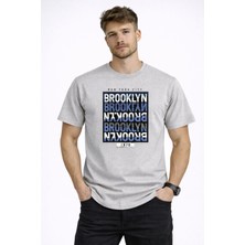 herkesemoda Brooklyn Yazı Detaylı Erkek Basic T-Shirt
