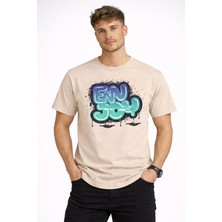 herkesemoda Enjoy Yazı Detaylı Basic  Erkek T-Shirt