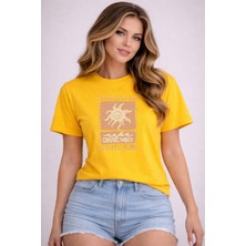 herkesemoda Coastal Vibes Baskı Detaylı Basic T-Shirt