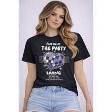 herkesemoda The Party Baskı Detaylı Basic T-Shirt