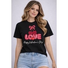 herkesemoda Love Baskı Detaylı Basic T-Shirt