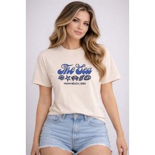 herkesemoda The Sea  Baskı Detaylı Basic T-Shirt